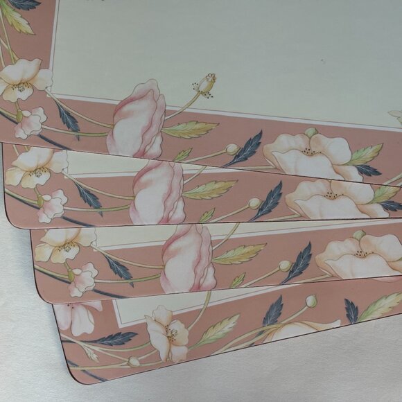 Vtg Set of Four Floral Placemat Cork Backed - Picture 2 of 8